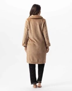Robe De Chambre En Peluche Flanelle ESSENTIEL H56B Doré -Pyjama Chic Femme Magasin robe de chambre en peluche flanelle essentiel h56b dore 4