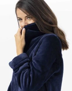 Robe De Chambre En Peluche Flanelle ESSENTIEL H56B Marine 7 Robe De Chambre En Peluche Flanelle ESSENTIEL H56B Marine -Pyjama Chic Femme Magasin robe de chambre en peluche flanelle essentiel h56b marine 2