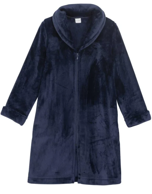 Robe De Chambre En Peluche Flanelle ESSENTIEL H56B Marine -Pyjama Chic Femme Magasin robe de chambre en peluche flanelle essentiel h56b marine 4