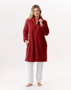 Robe De Chambre En Peluche Flanelle ESSENTIEL H56B Tomette