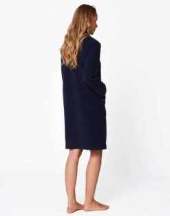 Robe De Chambre Zippée En Polaire ESSENTIEL H54A Marine -Pyjama Chic Femme Magasin robe de chambre zippee en polaire essentiel h54a marine 2