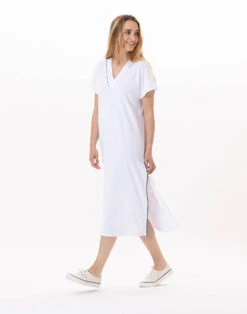Robe En Coton VALENSOLE 941 Blanc -Pyjama Chic Femme Magasin robe en coton valensole 941 blanc 2