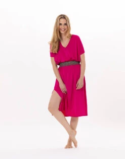 Robe En Jersey PAMPELONNE 942 Fuchsia -Pyjama Chic Femme Magasin robe en jersey pampelonne 942 fuchsia 5
