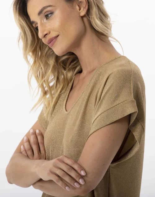 Robe En Maille Lurex PALMA 741 Doré -Pyjama Chic Femme Magasin robe en maille lurex palma 741 dore 4