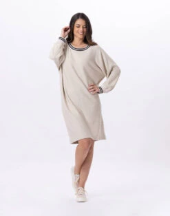 Robe En Maille Tricot ESMEE 840 Beige -Pyjama Chic Femme Magasin robe en maille tricot esmee 840 beige 2