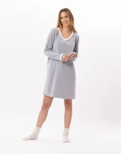 Robe En Micropolaire DOUCE 840 Gris Chine -Pyjama Chic Femme Magasin robe en micropolaire douce 840 gris chine 2