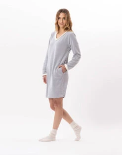 Robe En Micropolaire DOUCE 840 Gris Chine -Pyjama Chic Femme Magasin robe en micropolaire douce 840 gris chine 3