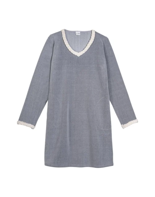 Robe En Micropolaire DOUCE 840 Gris Chine -Pyjama Chic Femme Magasin robe en micropolaire douce 840 gris chine 5