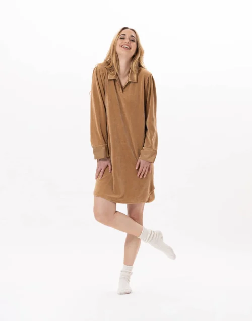 Robe En Velours VELVET 840 Dore -Pyjama Chic Femme Magasin robe en velours velvet 840 dore 2