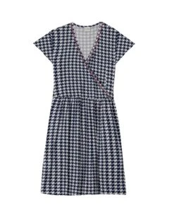 Robe Imprimée Pied De Poule En Viscose élasthanne ROSIE 740 Indigo -Pyjama Chic Femme Magasin robe imprimee pied de poule en viscose elasthanne rosie 740 indigo 5