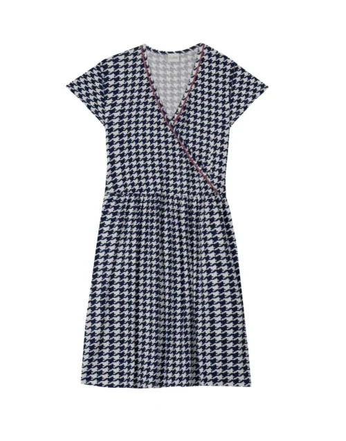 Robe Imprimée Pied De Poule En Viscose élasthanne ROSIE 740 Indigo -Pyjama Chic Femme Magasin robe imprimee pied de poule en viscose elasthanne rosie 740 indigo 5