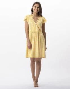 Robe Imprimée Pied De Poule En Viscose élasthanne ROSIE 740 Soleil