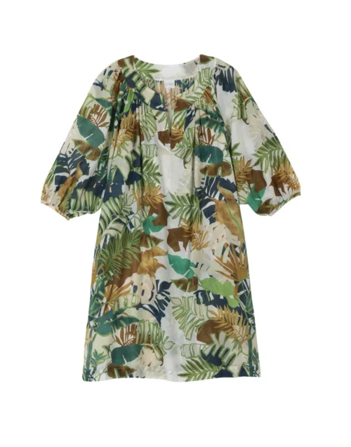 Robe Imprimée Végétaux En 100% Coton PALMERAIE 740 Multico -Pyjama Chic Femme Magasin robe imprimee vegetaux en 100 coton palmeraie 740 multico 5