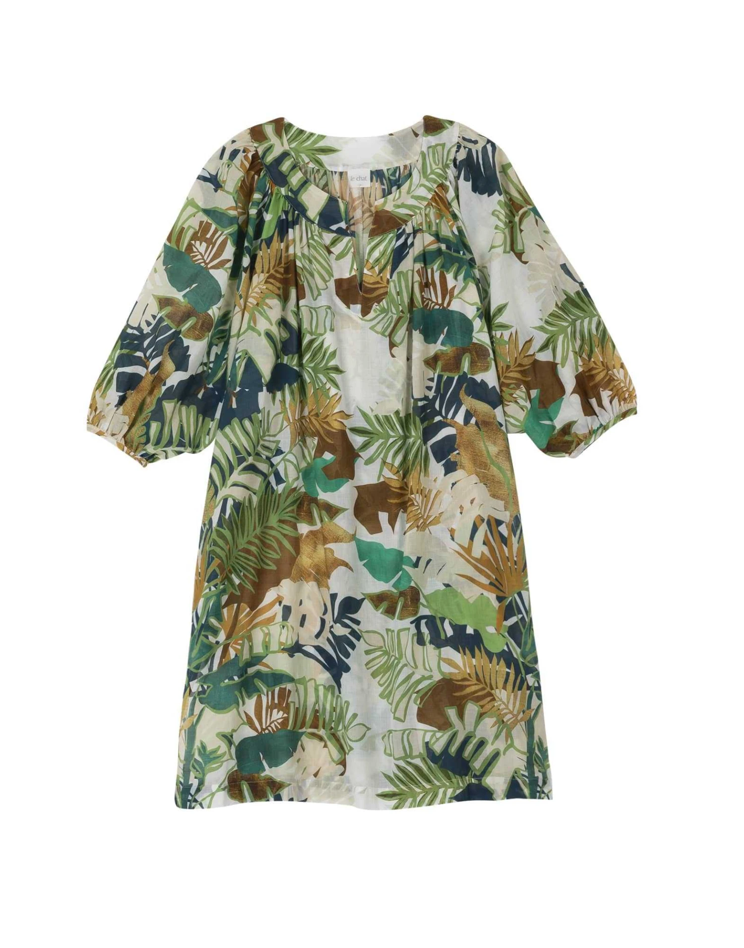 Robe Imprimée Végétaux En 100% Coton PALMERAIE 740 Multico 6 Robe Imprimée Végétaux En 100% Coton PALMERAIE 740 Multico – Image 6