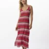 Robe Longue En Maille Ajourée BAHIA 741 Rose Multico