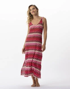 Robe Longue En Maille Ajourée BAHIA 741 Rose Multico