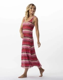 Robe Longue En Maille Ajourée BAHIA 741 Rose Multico -Pyjama Chic Femme Magasin robe longue en maille ajouree bahia 741 rose multico 4