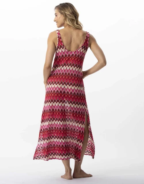 Robe Longue En Maille Ajourée BAHIA 741 Rose Multico -Pyjama Chic Femme Magasin robe longue en maille ajouree bahia 741 rose multico 5