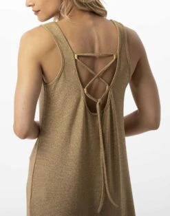 Robe Longue En Maille Lurex PALMA 740 Doré -Pyjama Chic Femme Magasin robe longue en maille lurex palma 740 dore 4