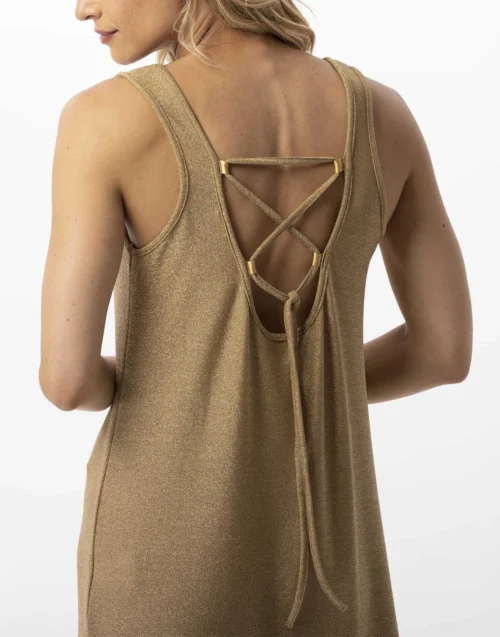 Robe Longue En Maille Lurex PALMA 740 Doré -Pyjama Chic Femme Magasin robe longue en maille lurex palma 740 dore 4