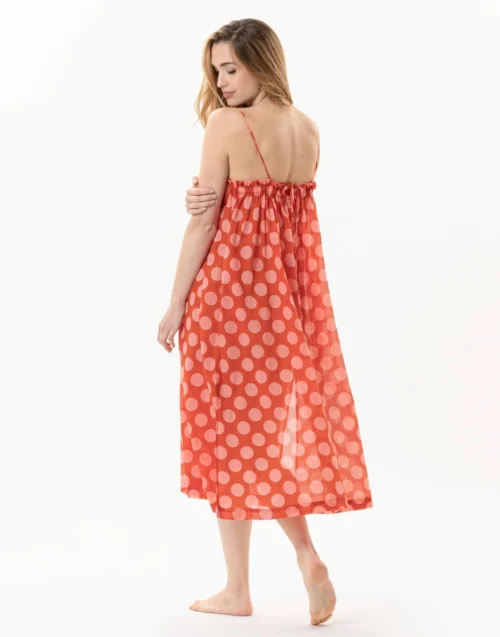 Robe Longue Imprimée Pois En 100% Coton RIVA 740 Rose -Pyjama Chic Femme Magasin robe longue imprimee pois en 100 coton riva 740 rose 4