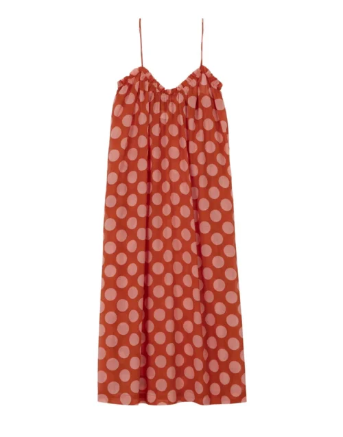 Robe Longue Imprimée Pois En 100% Coton RIVA 740 Rose -Pyjama Chic Femme Magasin robe longue imprimee pois en 100 coton riva 740 rose 6