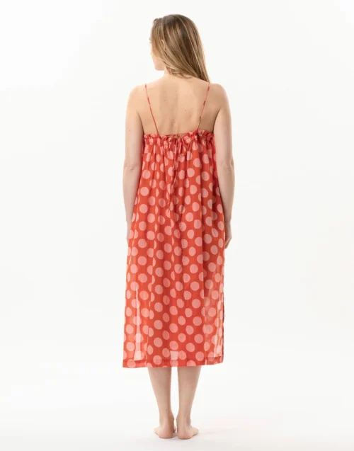 Robe Longue Imprimée Pois En 100% Coton RIVA 740 Rose -Pyjama Chic Femme Magasin robe longue imprimee pois en 100 coton riva 740 rose 7