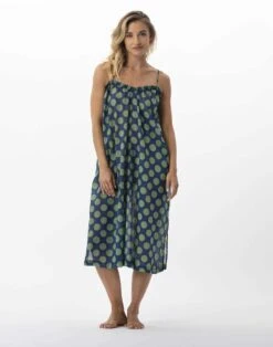 Robe Longue Imprimée Pois En 100% Coton RIVA 740 Vert