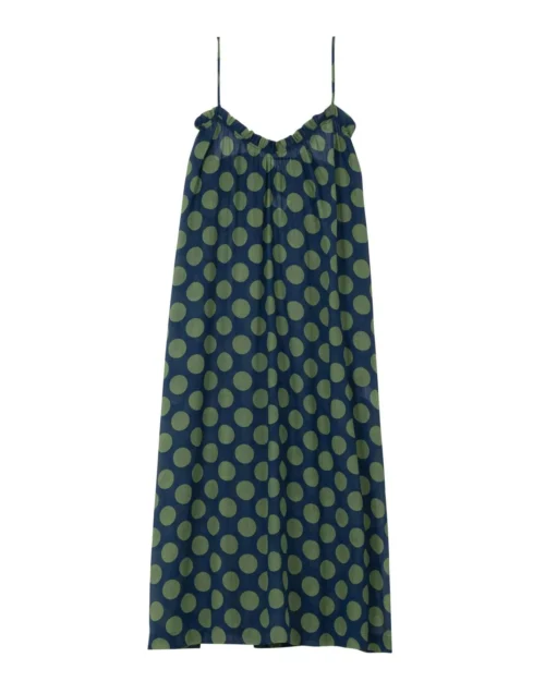 Robe Longue Imprimée Pois En 100% Coton RIVA 740 Vert 11 Robe Longue Imprimée Pois En 100% Coton RIVA 740 Vert -Pyjama Chic Femme Magasin robe longue imprimee pois en 100 coton riva 740 vert 5