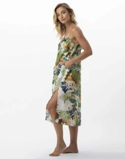 Robe Longue Imprimée Végétaux En 100% Coton PALMERAIE 741 Multico -Pyjama Chic Femme Magasin robe longue imprimee vegetaux en 100 coton palmeraie 741 multico 3