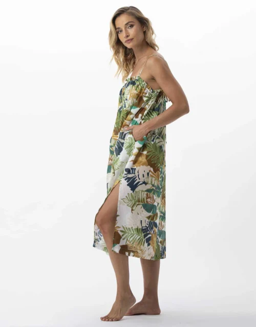 Robe Longue Imprimée Végétaux En 100% Coton PALMERAIE 741 Multico 10 Robe Longue Imprimée Végétaux En 100% Coton PALMERAIE 741 Multico -Pyjama Chic Femme Magasin robe longue imprimee vegetaux en 100 coton palmeraie 741 multico 3