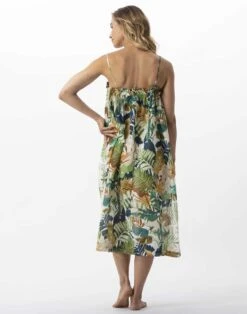 Robe Longue Imprimée Végétaux En 100% Coton PALMERAIE 741 Multico -Pyjama Chic Femme Magasin robe longue imprimee vegetaux en 100 coton palmeraie 741 multico 5