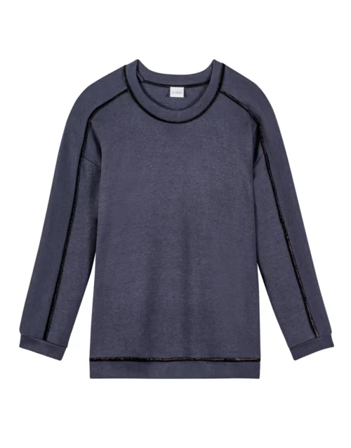 Sweat En Maille Tricot ALPAGA 830 Marine -Pyjama Chic Femme Magasin sweat en maille tricot alpaga 830 marine 10