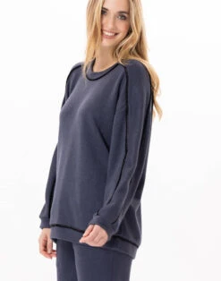 Sweat En Maille Tricot ALPAGA 830 Marine -Pyjama Chic Femme Magasin sweat en maille tricot alpaga 830 marine 2