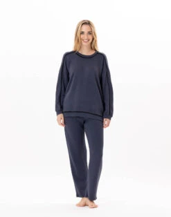 Sweat En Maille Tricot ALPAGA 830 Marine -Pyjama Chic Femme Magasin sweat en maille tricot alpaga 830 marine 5