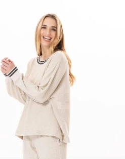 Sweat En Maille Tricot ESMEE 830 Beige -Pyjama Chic Femme Magasin sweat en maille tricot esmee 830 beige 3