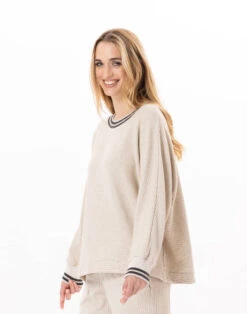 Sweat En Maille Tricot ESMEE 830 Beige -Pyjama Chic Femme Magasin sweat en maille tricot esmee 830 beige 4