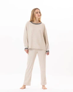 Sweat En Maille Tricot ESMEE 830 Beige -Pyjama Chic Femme Magasin sweat en maille tricot esmee 830 beige 5