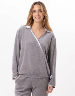 Sweat En Velours VELVET 830Gris Chine