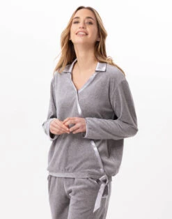 Sweat En Velours VELVET 830Gris Chine -Pyjama Chic Femme Magasin sweat en velours velvet 830 gris chine 5