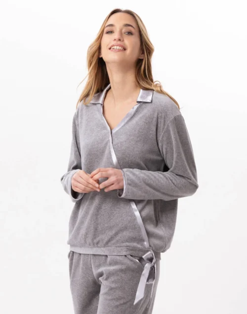 Sweat En Velours VELVET 830Gris Chine 16 Sweat En Velours VELVET 830Gris Chine -Pyjama Chic Femme Magasin sweat en velours velvet 830 gris chine 5