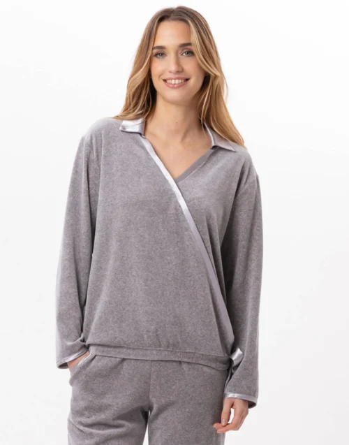 Sweat En Velours VELVET 830Gris Chine