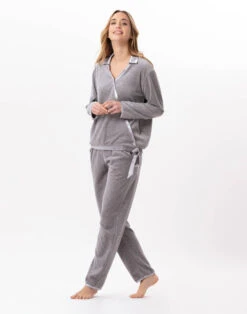 Sweat En Velours VELVET 830Gris Chine -Pyjama Chic Femme Magasin sweat en velours velvet 830 gris chine 7