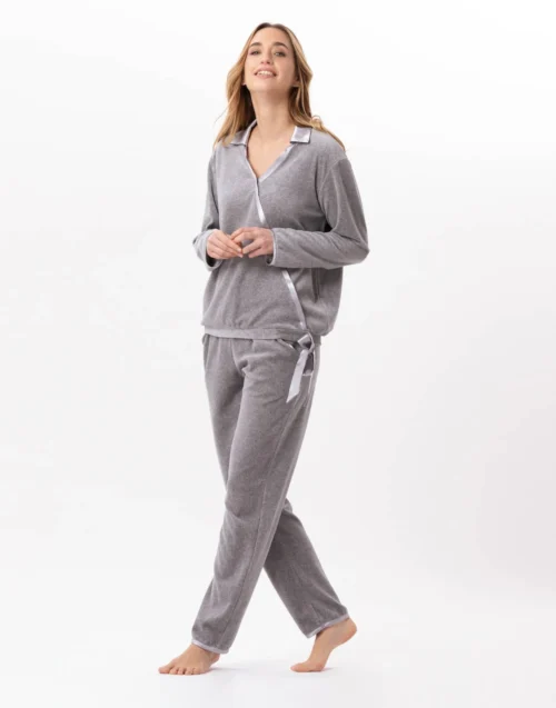 Sweat En Velours VELVET 830Gris Chine 18 Sweat En Velours VELVET 830Gris Chine -Pyjama Chic Femme Magasin sweat en velours velvet 830 gris chine 7