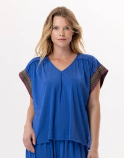 Tee-shirt En Jersey PAMPELONNE 930 Bleu -Pyjama Chic Femme Magasin tee shirt en jersey pampelonne 930 bleu 2