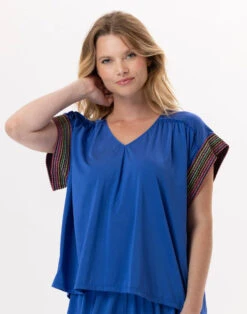 Tee-shirt En Jersey PAMPELONNE 930 Bleu -Pyjama Chic Femme Magasin tee shirt en jersey pampelonne 930 bleu 3