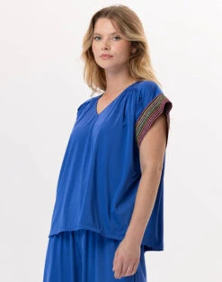 Tee-shirt En Jersey PAMPELONNE 930 Bleu -Pyjama Chic Femme Magasin tee shirt en jersey pampelonne 930 bleu 4