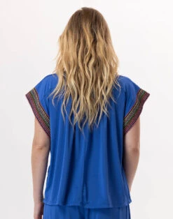 Tee-shirt En Jersey PAMPELONNE 930 Bleu -Pyjama Chic Femme Magasin tee shirt en jersey pampelonne 930 bleu 5