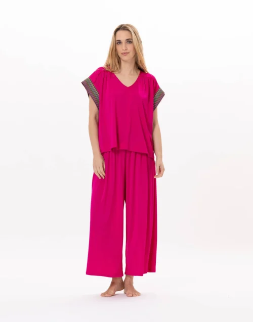 Tee-shirt En Jersey PAMPELONNE 930 Fuchsia -Pyjama Chic Femme Magasin tee shirt en jersey pampelonne 930 fuchsia 3