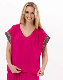 Tee-shirt En Jersey PAMPELONNE 930 Fuchsia -Pyjama Chic Femme Magasin tee shirt en jersey pampelonne 930 fuchsia 4